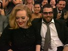 Adele a její pítel Simon Konecki na pedávání cen Grammy.