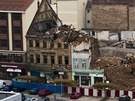 Pohled na demolici v centru Teplic kvli stavb obchodního centra v Teplicích.