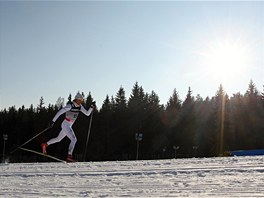 V KRÁSNÉM POASÍ ZA VÍTZSTVÍM. védský bec na lyích Johan Olsson míí v