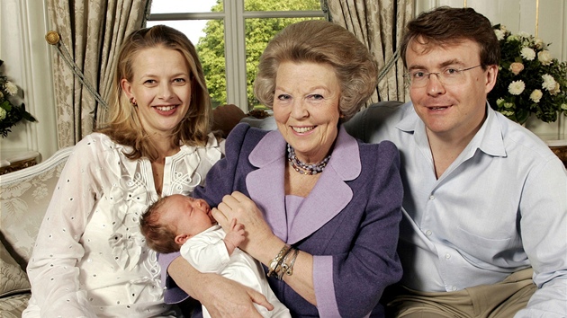 Nizozemský princ Johan Friso s manelkou Mabel, královnou Beatrix a svou...