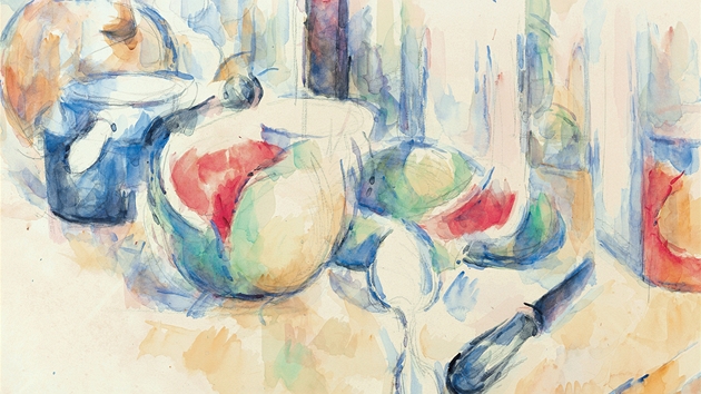 Paul Cézanne: Klidný ivot s kousky melounu (1900 nadace Beyeler)