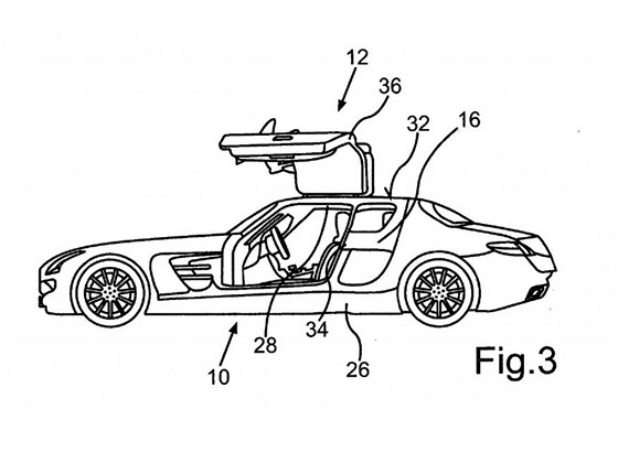 Nkresy tydveovho Mercedesu SLS AMG z patentovho adu