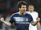 JE TAM! Argentinský ikula Lionel Messi se raduje ze svého prvního gólu proti