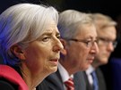 Na snímku zleva: éfka MMF Lagardeová, éf Euroskupiny Juncker a komisa pro...