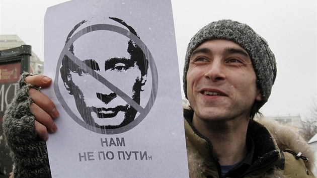 Demonstrace proti Vladimiru Putinovi v centru Moskvy. (26. února 2012)