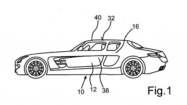 Nkresy tydveovho Mercedesu SLS AMG z patentovho adu