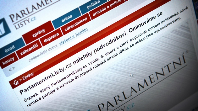 Omluva na webu ParlamentníListy.cz