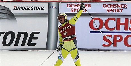 Norský lya Kjetil Jansrud slaví první triumf ve Svtovém poháru. Zvítzil v