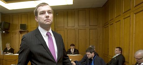 Michal Babák pi jednání Obvodního soudu pro Prahu 5. (7. bezna 2012)