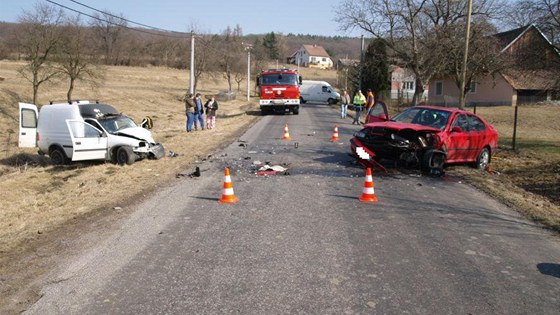 Nehodu v Rokytňanech odnesli oba řidiči a jedna spolujezdkyně zraněními, se