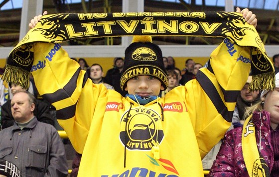 Malý fanouek hokejist Litvínova