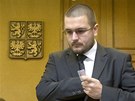 Michal Moroz pi jednání Obvodního soudu pro Prahu 5. (7. bezna 2012)
