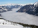 Pohled na rakouský Bad Gastein ze sjezdovky