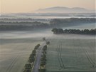 Pálavská ranní krajina z balónu