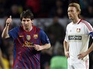 LIONEL VELIK. Barcelonsk Lionel Messi v utkn s Bayerem Leverkusen zil.