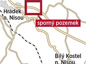 Sporn pozemky, pes kter povede silnice do Polska.