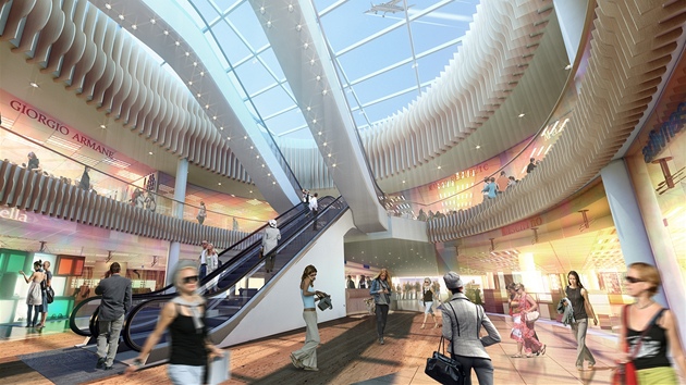 Pohled do jedné ze tří z rotund plánované obchodní galerie Arkády.