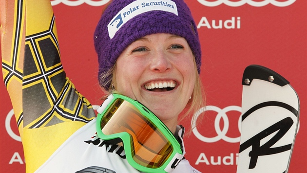Kanadsk lyaka Erin Mielzynskiov vyhrla slalom Svtovho pohru v nmeckm Ofterschwangu. Takovou mla radost.