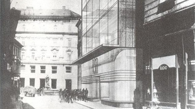 Návrh prosklené budovy z roku 1943 pro ASO, která mla nahradit starý Anderv