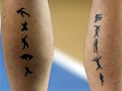 tetování na lýtkách bloruského vícebojae Kravenka
