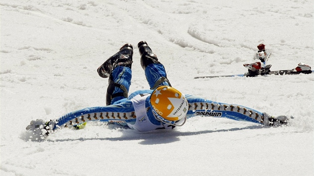 IPKA. védský lya André Myhrer slaví celkové vítzství v klasifikaci slalomu