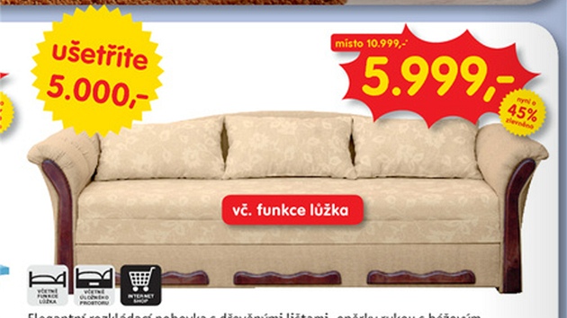 Rozkládací pohovka je podle aktuálního letáku za necelých �est tisíc