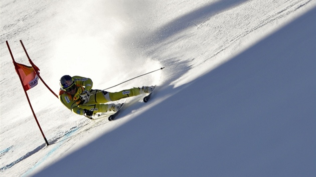 OBÁK. Aksel Lund Svindal na trati obího slalomu v Kranjske Goe.