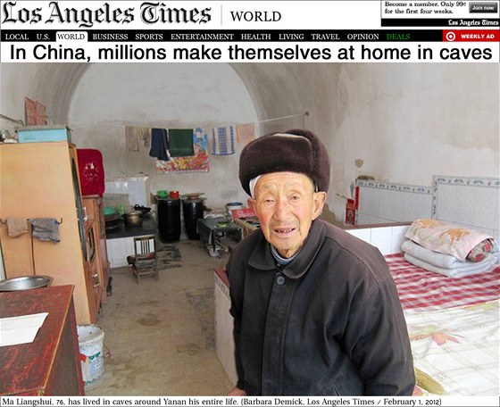 V jeskynním byt o jedné místnosti ije i estasedmdesátiletý Ma Liang-uej.