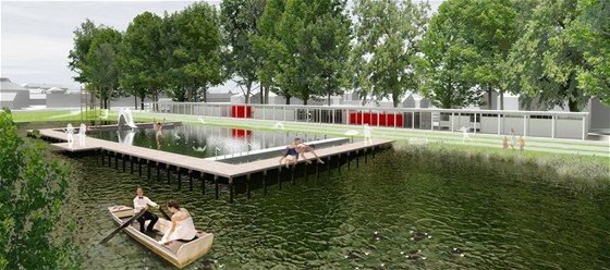 Autory netradiní kombinace bazénu a rybníka jsou architekti David Pavlita, Jií id a Vladimíra Balda.