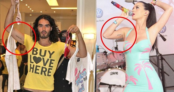 Russell Brand a Katy Perry mají stejné tetování.