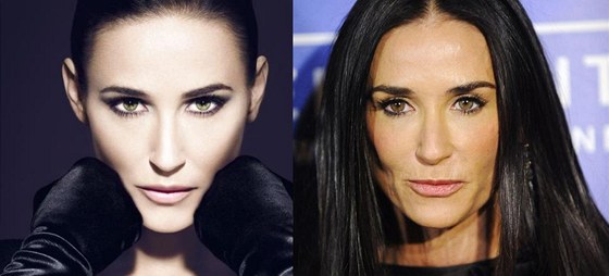 Vyretuovaná Demi Moore v reklamní kampani a ve skutenosti