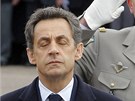 Francouzský prezident Nicolas Sarkozy na pohbu zabitých voják v Montaubanu...