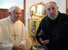 Pape Benedikt XVI. se na Kub seel s Fidelem Castrem.