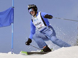 Dominik Haek na trati obho slalomu.