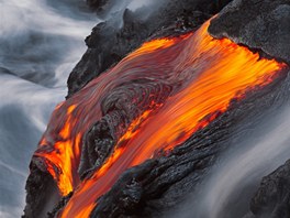 Sopka Kilauea se tyí na ostrov Havaj (nebo také Velkém ostrov) v Havajském...