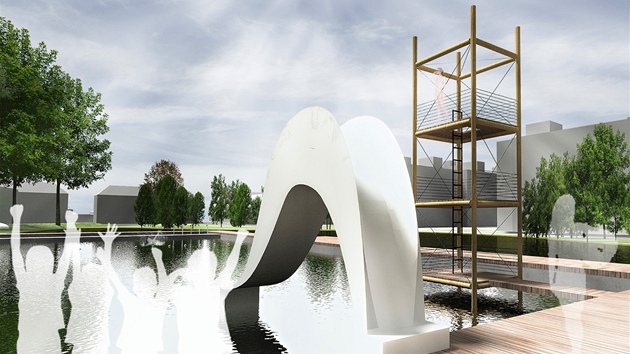Autory netradiční kombinace bazénu a rybníka jsou architekti David Pavlišta, Jiří Žid a Vladimíra Balda.