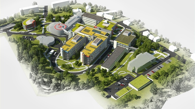 Vizualizace modernizovaného areálu nemocnice v Náchodě