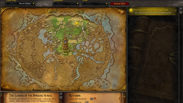 World of Warcraft: Mists of Pandaria - Mapa startovní zóny