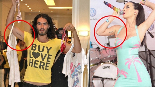 Russell Brand a Katy Perry mají stejné tetování.