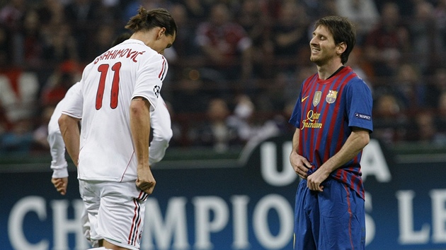 BEZ BRANEK. V duelu AC Miln s Barcelonou se neprosadili ani kanoni Zlatan Ibrahimovic (vlevo) a Lionel Messi.