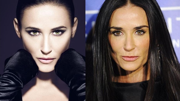 Vyretuovaná Demi Moore v reklamní kampani a ve skutenosti