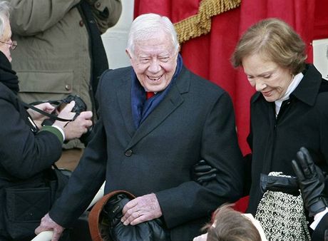 Bývalý prezident Jimmy Carter s manelkou Rosalynn na inauguraci Baracka Obamy.