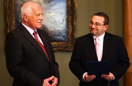 Václav Klaus na Praském hrad pijal odstupujícího ministra kolství Josefa