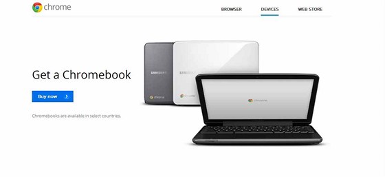 Chromebook na stránkách Google