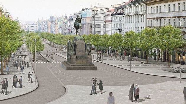 S návratem tramvají na Václavské náměstí počítal i návrh ateliéru Cigler Marani