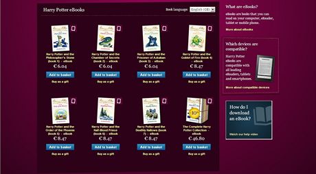 Internetový obchod s elektronickými verzemi knih o Harrym Potterovi