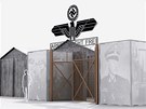 Instalace koncentraního tábora na praském Karlov námstí.