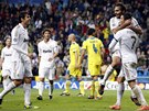 VEDEME! Fotbalisté Realu Madrid oslavují první trefu do sít APOELu Nikósie.