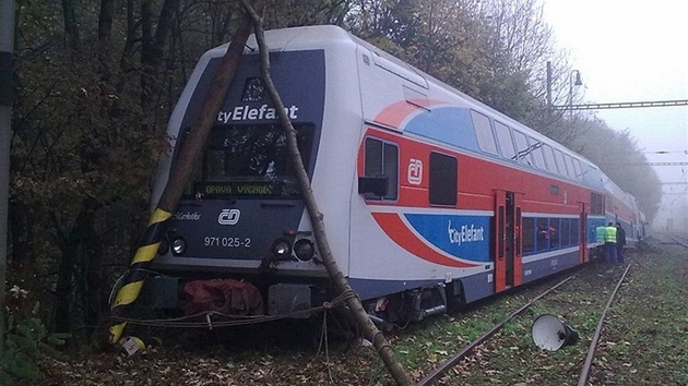 Vykolejený vlak v Ostrav