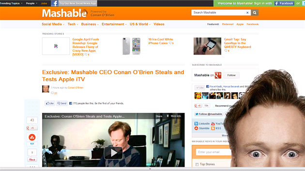 Conan O'Brien éfredaktorem Mashable? Na apríla je moné vechno